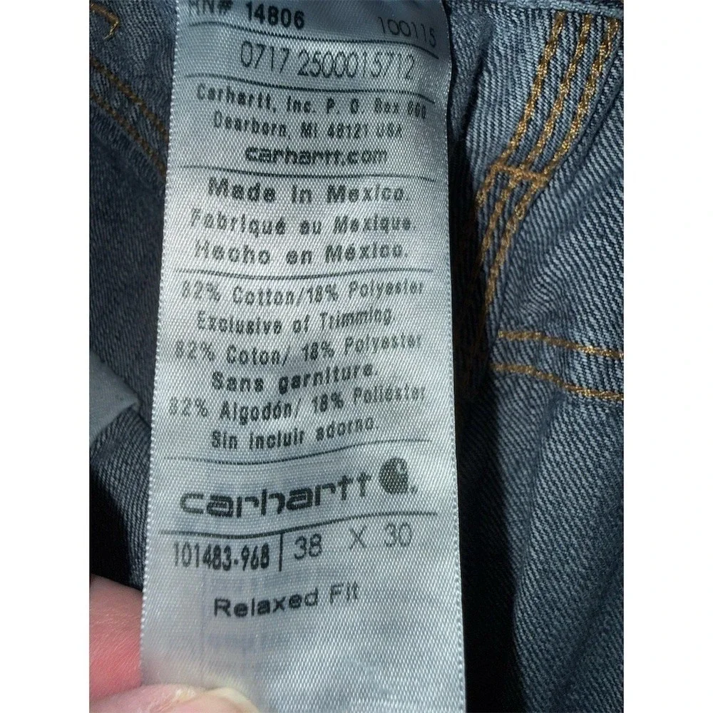 Carhartt Jeans Mens 38x30 Blue Medium Wash Relaxed Fit Straight Workwear